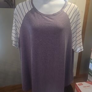 Striped Purple and White Women's Short Sleeve Top